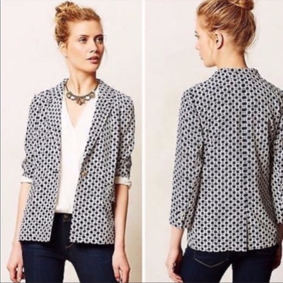 Anthropologie Jackets & Blazers - Cartonnier Southwark Navy Geometric Blazer